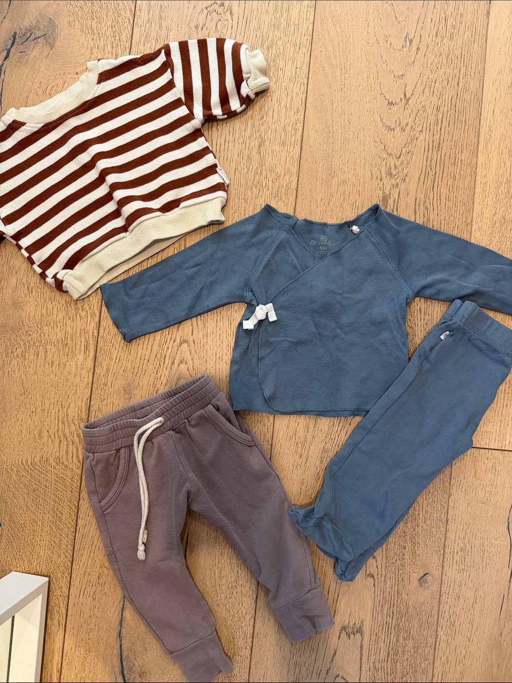 Kids Blue Wrap Top and Gray Joggers Set